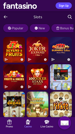 Fantasino Casino Mobile Games