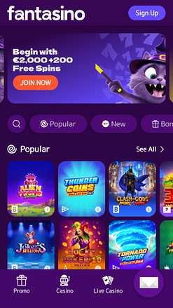 Fantasino Casino Mobile Homepage