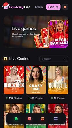 FantasyBet Casino Live Dealer Mobile