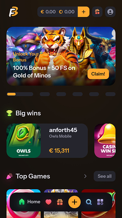FastBet Casino mobile homepage