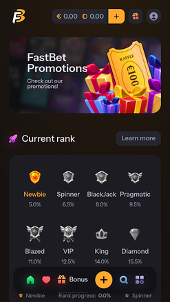 FastBet Casino promotions mobile page
