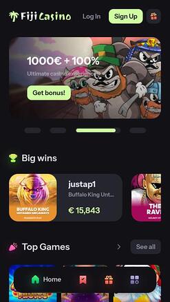 Fiji Casino mobile homepage