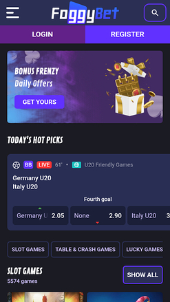 Foggybet Mobile Homepage