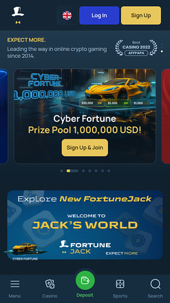 Fortune Jack Casino Mobile Homepage