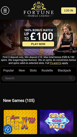 Fortune Mobile Casino Mobile Homepage