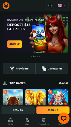 FoxSlots Casino Homepage mobile