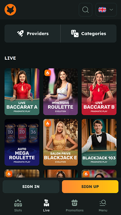 FoxSlots Casino Live Dealer mobile