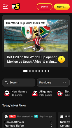 Free Spinza Casino mobile Homepage