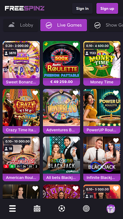 Freespinz Casino Mobile Live Dealer