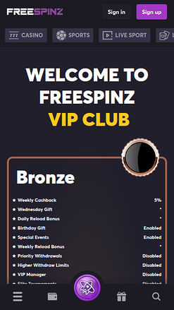Freespinz Casino Mobile VIP Program
