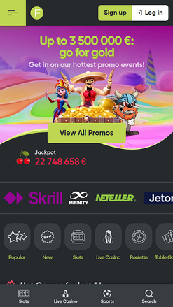 Fresh Casino Mobile Homepage