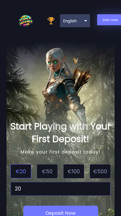 Homepage screenshot of FunkyJackpot Casino for Mobile