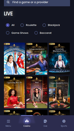 Live Dealers screenshot of FunkyJackpot Casino for Mobile
