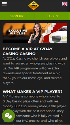 Gday Casino Mobile VIP Program