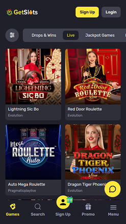 GetSlots Casino Mobile Live Dealer