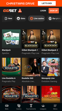 GG.bet Casino Mobile Live Dealer
