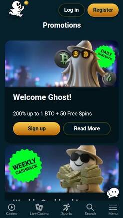 Ghostino Casino Promotions Mobile