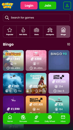 Giant Wins Casino Mobile Bingo
