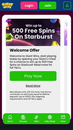 Giant Wins Casino Mobile Promotions