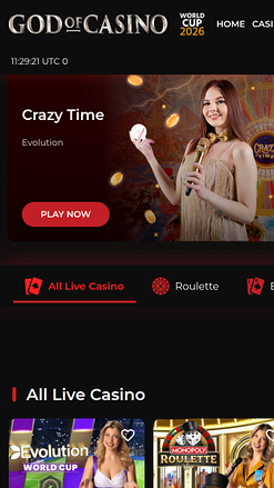 God Of Casino mobile Live Dealer