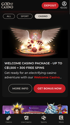 God Of Casino mobile Promotions