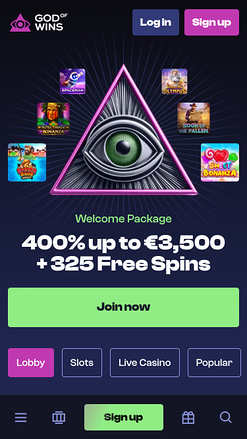 God of Wins Casino Mobile Homepage