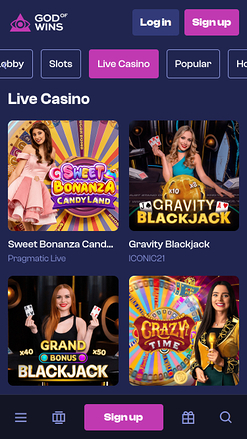 God of Wins Casino Mobile Live Dealer