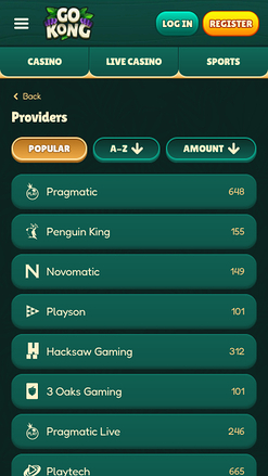 GoKong Casino mobile game developers