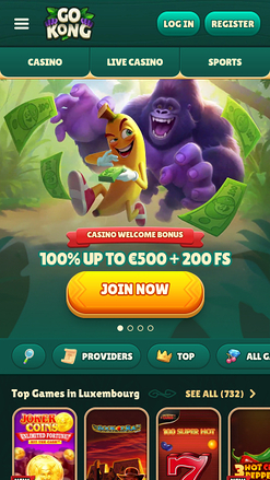 GoKong Casino mobile Homepage
