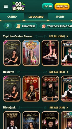 Live Dealer screenshot of GoKong Casino for Mobile