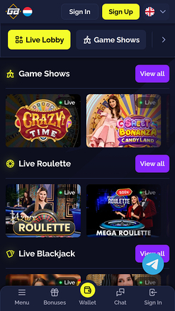 Goldbet.io Casino Mobile Live Dealer