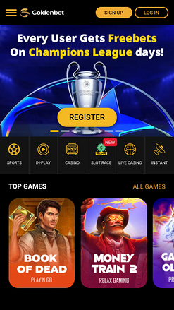 GoldenBet Casino Mobile Homepage