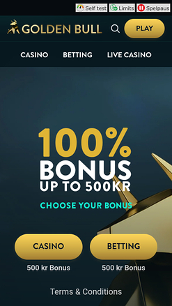 Golden Bull Casino Mobile Homepage