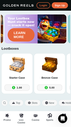 Golden Reels Casino Mobile Homepage