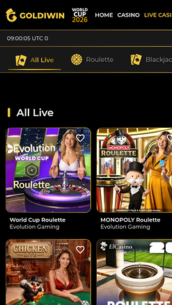 GoldiWin Casino mobile Live dealer