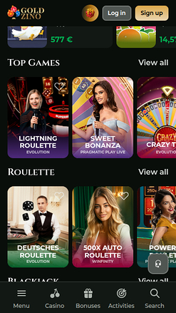 Goldzino Casino Live Dealer Mobile