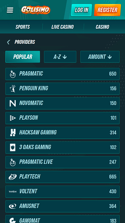 Golisima Casino mobile game developers