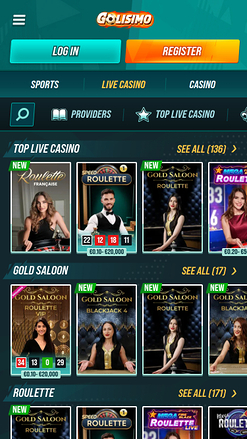 Golisima Casino mobile Live dealer