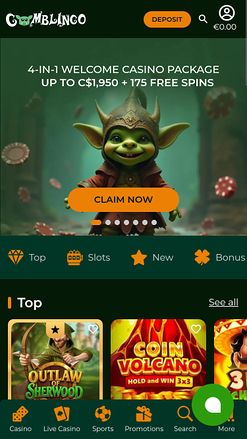 Gomblingo Casino Mobile Homepage