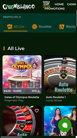 Gomblingo Casino Mobile Live Dealer
