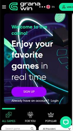 Mobile live page screenshot of GranaWin Casino