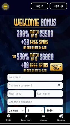 Grand Eagle Casino Mobile Homepage
