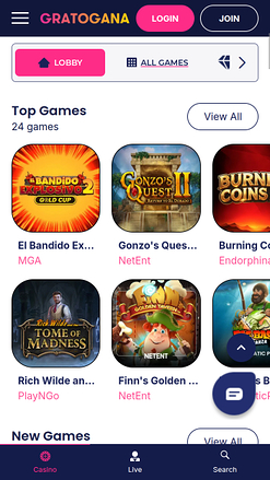 Gratogana Casino Mobile Games