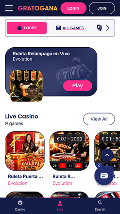 Gratogana Casino Mobile Live dealer