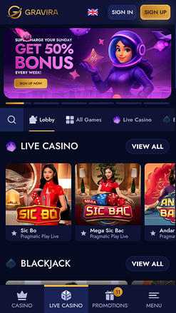 Gravira Casino Mobile Live Dealer