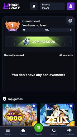 Hash Lucky Casino Mobile Image Homepage