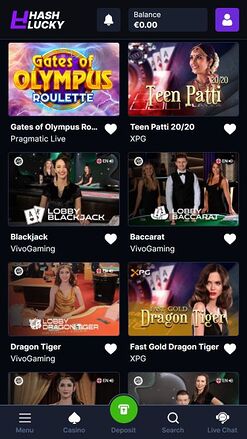 Hash Lucky Casino Mobile Image Live Dealer