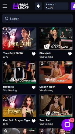 Hash Lucky Casino Mobile Live dealer