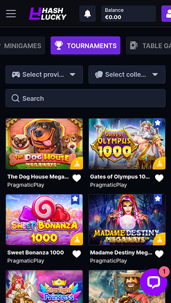 Hash Lucky Casino Mobile Tournaments