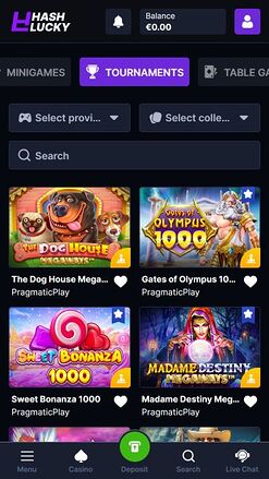 Hash Lucky Casino Mobile Image Tournaments